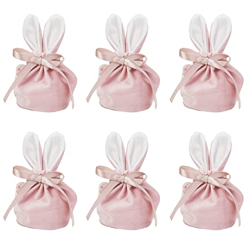 UR URLIFEHALL Lot de 10 pochettes en velours rose avec cordon de serrage et oreilles de lapin Cover