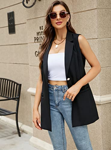 Kedera Women's Sleeveless Vest Blazer Fully Lined Spring Casual Open Front Work Office Tops Jacket Pockets4