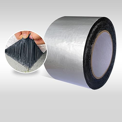 Cinta Súper Impermeable,Cinta Bituminosa para Reparación de Techos y Goteras,Cinta de Sellado de Aluminio Autoadhesiva,para Grietas en La Superficie,Chimenea,Techo,Barcos (0.5x5m)