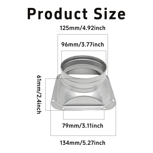 bociloy 4 Inch Duct Connector Flange, Metal Straight Pipe Flange Square to Round Interface for Ventilation, Cooling, Heating, Air Conditioning Systems with Screws