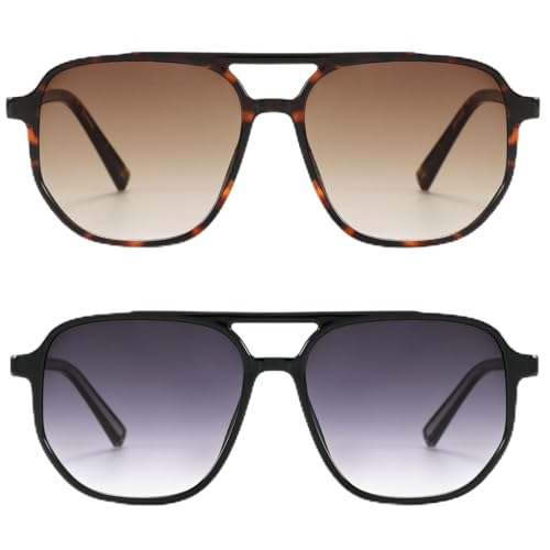 Retro Aviator Sunglasses for Women & Men Lightweight Square Shade UV400 Protection Unisex Sun Glasses