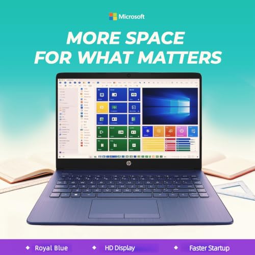 Image of HP 14 inch Everyday Laptop • Copilot AI • Intel 4-Core Processor • 4GB RAM • 64GB SSD • Windows 11 • Microsoft 365 • Thin & Portable