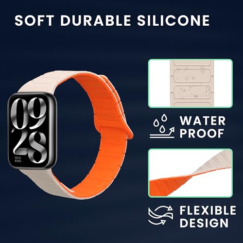 kwmobile Ersatzarmband kompatibel mit Xiaomi Smart Band 8 Pro/Band 9 Pro/Redmi Watch 5 / Redmi Watch 4 Armband - Fitnesstracker Silikon Band mit Magnetverschluss