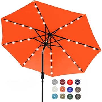 outdoor table umbrella with lights