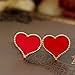 HuaYang Korean Fashion Sweet Colorful Enamel Love Heart Shape Gold border Stud Earrings(Red)
