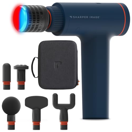 Sharper Image Deep Tissue Percussion Massage Gun, Powerboost Versa Hot & Cold Rechargeable Handheld...