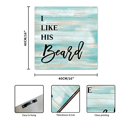 Panneau en bois I Like His Beard pour une déco de chambre romantique
