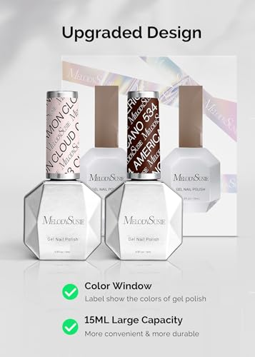 Image of MelodySusie Thick Gel Nail Polish Set- 2 Pcs 15ML Neon Orange & Red Gel Polish Set Soak Off UV LED Christmas Gift for Women Nail Art Manicure Salon DIY Nail Design Decoration at Home