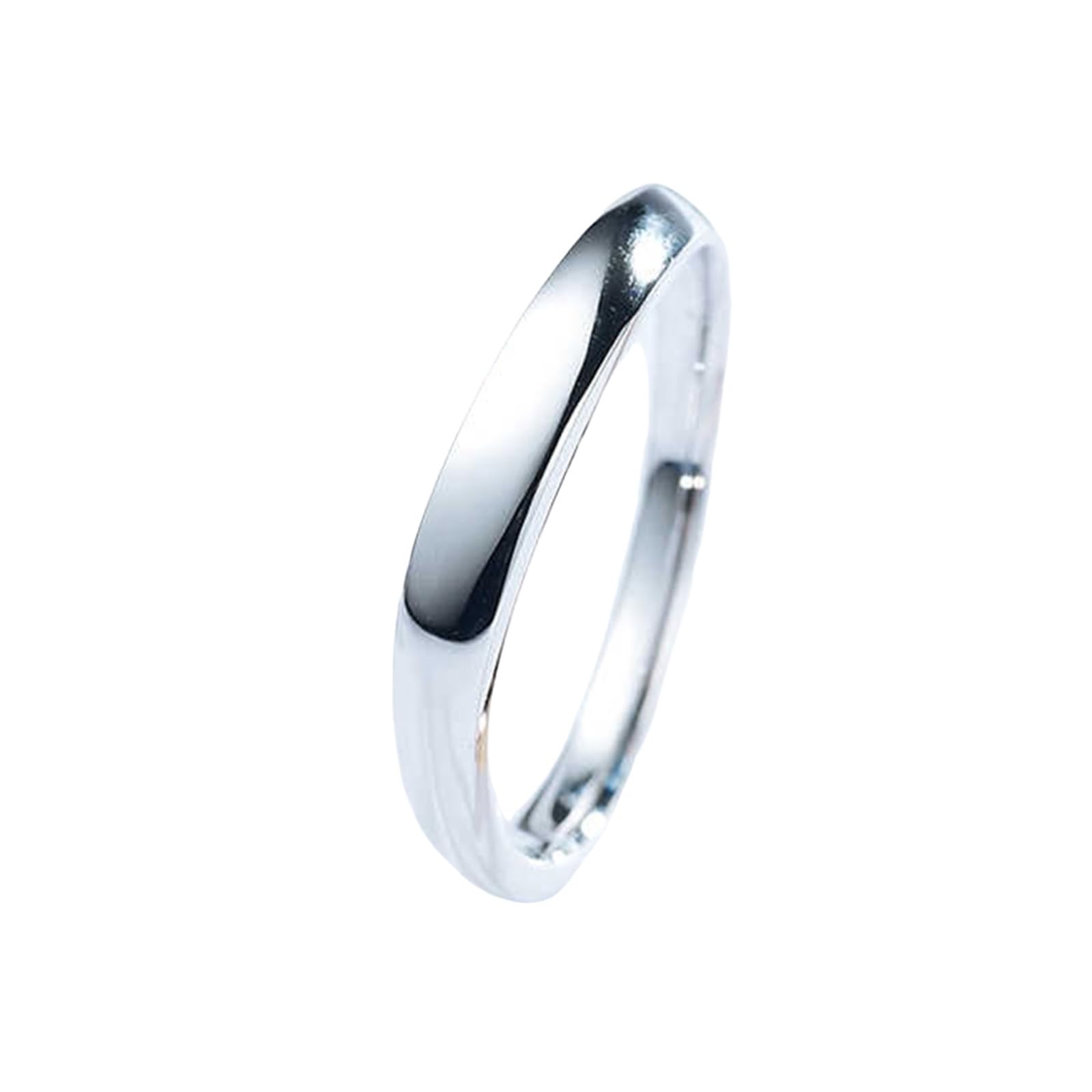 Anillos de boda de oro blanco de 9 K, simples alianzas de boda 375 de oro auténtico, sin piedras preciosas, 3,1 mm, para hombres, talla 52 (16,6)
