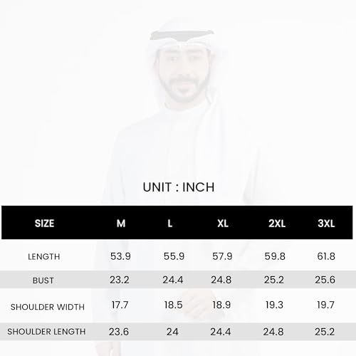 Choosey Saudi Arabic Thobe for Men - Breathable and Comfortable Full Lenght Kaftan Thobe, with Mandarin Collar, Long Sleeves, Front Chest Pocket and Side Pockets| جلابيات للشباب (Black, XL)