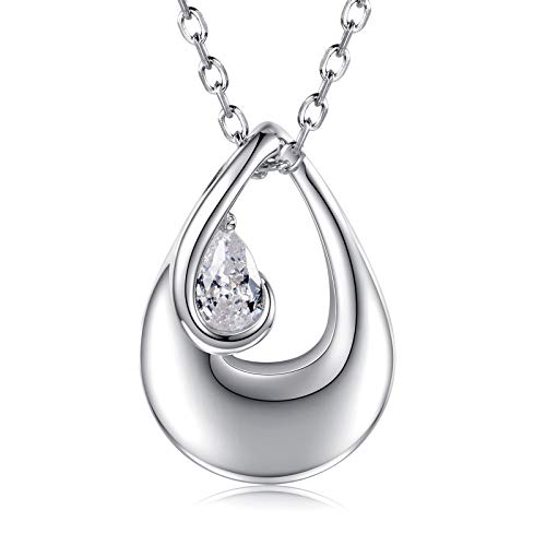 MANBU 925 Sterling Silver Cremation Jewelry for Ashes - Urn Necklace Memorial Ash Pendant Keepsake Jewelry Bereavement Gifts for Loss of a Loved One (Teardrop urn Necklace 1)