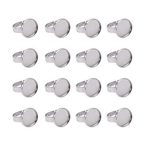 UNICRAFTALE - 50 Supports De Bague Cabochon En Acier Inoxydable | 12mm Réglables