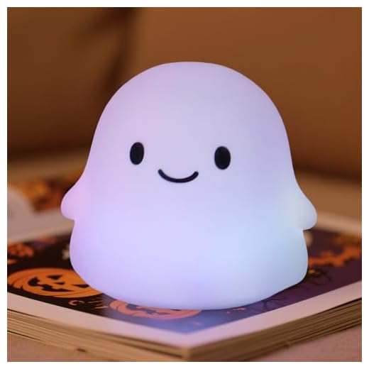 Daixinde Ghost Night Light, Cute Ghost Decor Light Up Ghost Lamp - Color Changing Durable Kid-Safe Silicone, Long-Lasting Battery, USB Touch Control, Kids Halloween Gifts, Indoor Halloween Decor