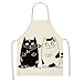 Fartuszek czarno-biały kot z nadrukiem fartuch kuchenny dla kobiet domowa mata do pieczenia śliniaczek bawełna len fartuch fartuch fartuch 66X47 cm 47 x 38 cm 66X47 cm 3