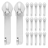 Hemobllo 20 Piezas de Repuesto para Cremalleras de Equipaje, Tiradores Metálicos Desmontables de Doble Capa, Color Plateado Espejo, Tamaño Nylon, Compatibles Cerraduras de Maletas y Uso