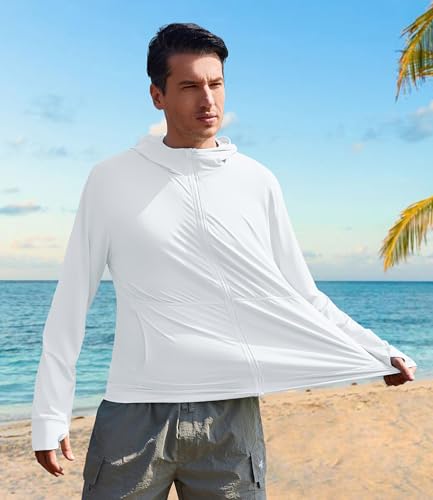 Image of PINSPARK Men's UPF 50+ Full Zip Up Sun Protection Hoodie Jacket Long Sleeve Lightweight UV Shirts for Men Hiking Fishing