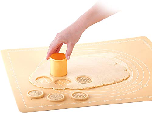 Kaishane Silicone Cookie Stamps Set For Baking - Geo Geometric Figure Cookie Stamps With Handle And 6 Silicone Stamps High Heat Resistant To 480°F Yellow Color #TOP3