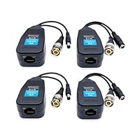 JZK 2 Paar Video Balun RJ45 zu BNC Transceiver Sender HD-CVI/TVI/AHD/CVBS mit Stromanschluss für 1080P 3MP 4MP 5MP 8MP CCTV-Sicherheit DVR-Überwachungskamerasystem, BNC auf RJ45
