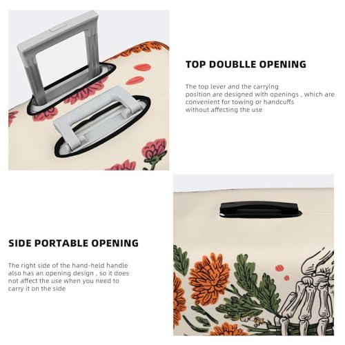 Skeleton Holding Flowers For You Elastic Travel Luggage Covers Dustproof Scratch-Resistant Suitcase Protector Fit 22-24 Inch3