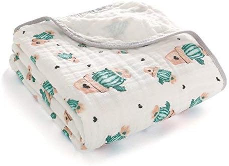 Miracle Baby Muslin Swaddle Blankets Large Cotton Receiving Blanket Nursing Cover 59''x 39'' (2 Layers, Cactus)