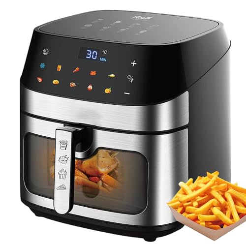 1700W Freidora de Aire sin Aceite,Freidora de aire rápida,6,5L,Pantalla táctil + Ventana visual,Freidora de aire para patatas,10 en 1 -Freír, Hornear, Tostar, Asar, Recalentar sin aceite For3-5