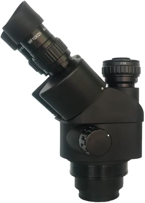 Miniatura 5 de Kit de accesorios para microscopio para adultos, plástico negro 7X-45X, cabezal de microscopio trinocular con adaptador de cámara de microscopio