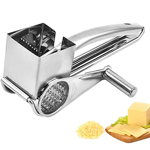 Rallador de queso con manivela, rallador giratorio de acero inoxidable para rallar queso y nueces sin esfuerzo
