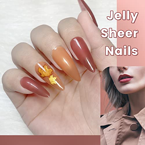 YTD Likomey UV Nagellack Shellac Set,6 Farben Transluzent mit Base und Top Coat Kit,Farbgel für Gelnägel Maniküre Jelly… – Bild 7