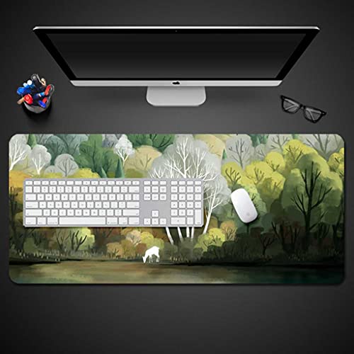Tapis de souris XXL vert forêt 900x400mm pour gamer et bureau PC