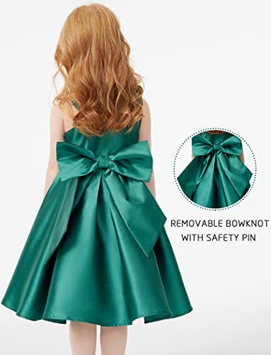 Meilleur Moment Girls Party Dress Spaghetii Strap Dress Satin Flower Bowknot Back Spring Summer Outfit Wedding Prom Dance #TOP1