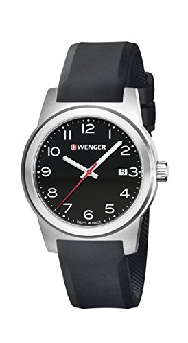 Preisvergleich Produktbild WENGER Herren Analog Quarz Uhr mit Silikon Armband 01.0441.144