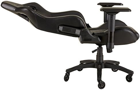 Corsair T1 Race - Faux Leather Racing Gaming Chair, Easy Assembly, Ergonomic Swivel, Adjustable Height & 4D Armrests, Lumbar Support, Comfortable with Recliner - Black