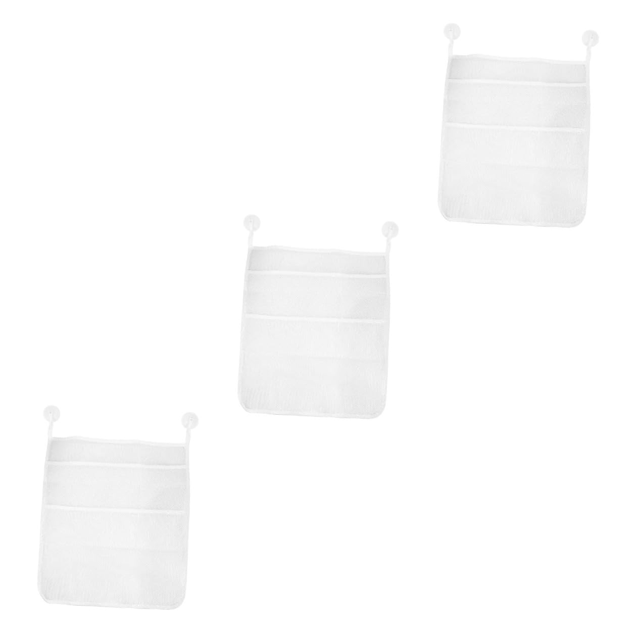 TOPBATHY 3pezzi Borsa Da Doccia Per Ventosa Contenitore Per Giocattoli Organizer Per Bagnetto Rete Scomparti Per Bagno Bianco