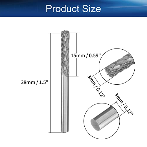 Fresas rotativas Auniwaig 3mm doble corte 5 piezas miniatura 2