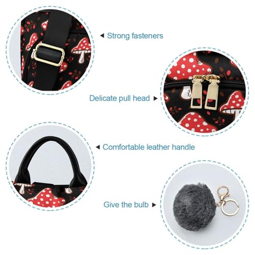 Image of Fustylead Amazing Amanita Red Mushroom Women Backpack Purse Anti-theft Travel Backpack Fashion Shoulder Handbag