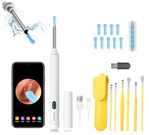 Ear Wax Removal Tools, Earwax Remover, Ear Endoscope Otoscope with 1080P FHD Camera, Wireless Connected, Compatible with iPhone iPad Android Smart Phones & Tablets (White)