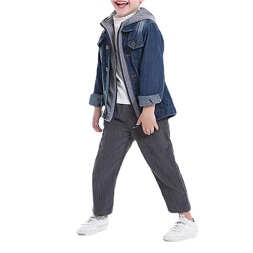 Toddler Boys Girls Denim Jacket Hooded Windproof Zip Long Sleeve Button Outwear Warm Jackets with 𝗙𝐥ap Pocket2