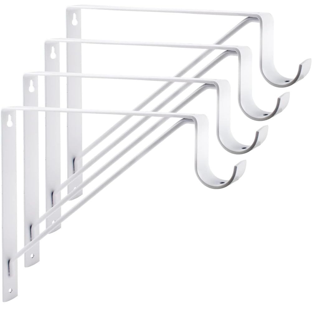 UDSKNV[KSL 4 Packs of Heavy Duty Closet Shelf and Rod Bracket Closet Shelf Bracket for Both Shelf Storage and Closet Rod