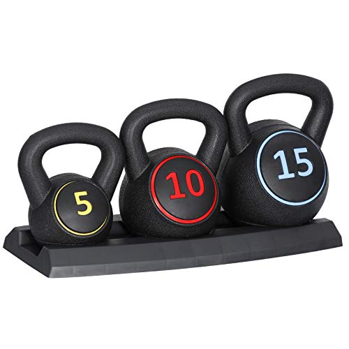 Pro 3-Piece Kettlebell Set Fitness Strength Training Exercise With Base Rack