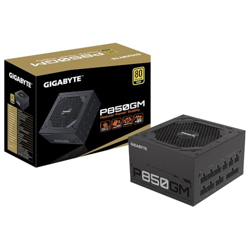 GIGABYTE P850GM V2, 850W, 80 Plus Gold Certified, 120mm Smart Hydraulic Bearing (HYB) Fan, Fully Modular Power Supply - Black