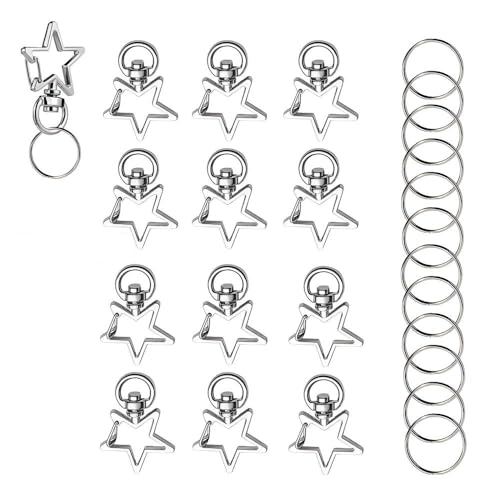 Image of 12 PCS Star Keychain Clasps with Rings for Jewelry Making and DIY Crafts