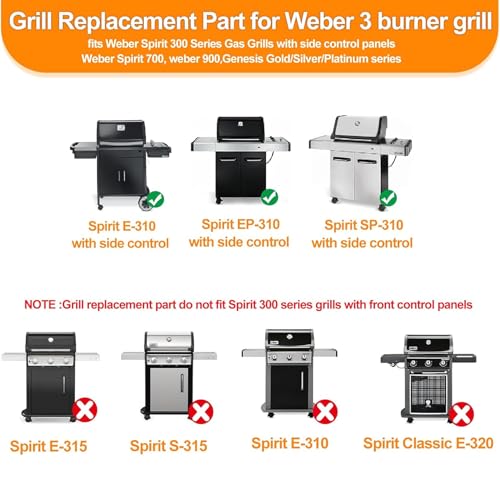 Image of Grill Parts Replacement for Weber Spirit 300, 700 900 Genesis Silver /Gold B /C Gas Grills, Flavorizer Bars 7537 7536 & Burner Tube 7508 & Igniter for Weber Spirit Genesis E310 with Side Mounted Control