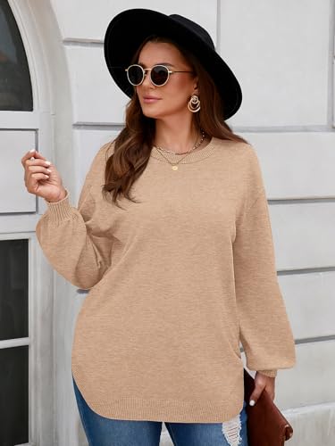 Image of BELAROI Women Plus Size Sweaters Long Sleeve Fall Pullover Sweater Tops
