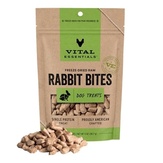 Vital Essentials Freeze Dried Dog Treats | Rabbit Bites, Single Protein | Premium Quality | Grain Free Training Treats for Dogs, 5 oz Bag