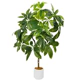 Melvint フェイクグリーン 大型 歓葉植物 フェイク 人工歓葉植物 光触媒 室内 水やり不要 お手入れ簡単 空気清浄 消臭 抗菌 シンプル おしゃれ 室内 インテリア 大型 人工 鉢植え 鉢付き お祝い 父の日（パキラ,120cm)