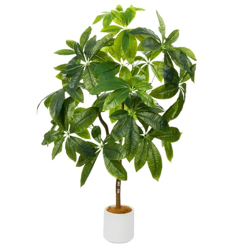 Melvint フェイクグリーン 大型 歓葉植物 フェイク 人工歓葉植物 光触媒 室内 水やり不要 お手入れ簡単 空気清浄 消臭 抗菌 シンプル おしゃれ 室内 インテリア 大型 人工 鉢植え 鉢付き お祝い 父の日（パキラ,120cm)