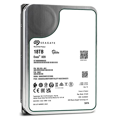 Image of Seagate Exos X20 18TB 7200 RPM 512e SATA 6Gb /s 3.5 inch Enterprise Hard Drive - ST18000NM003D (Renewed)