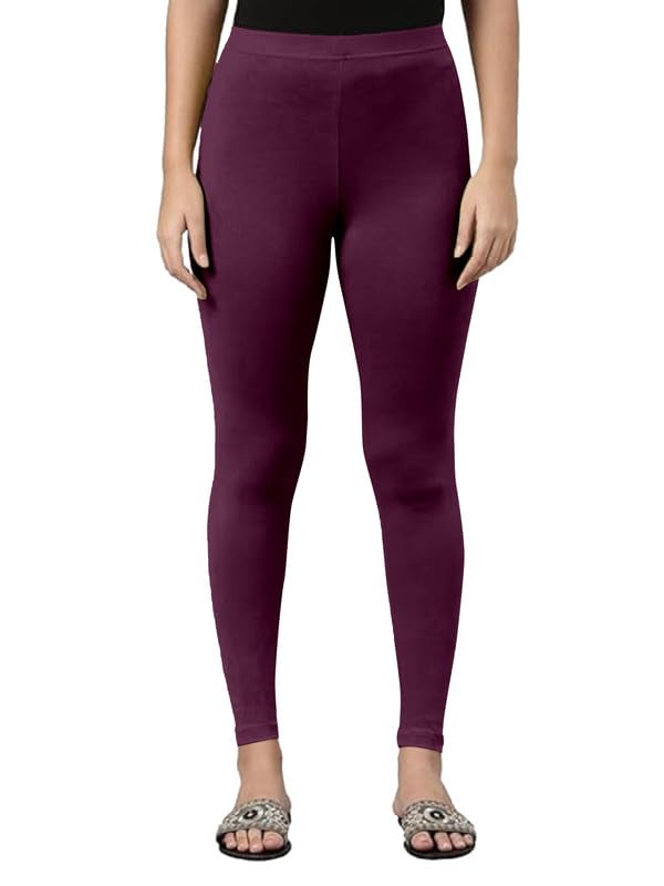 Image of TRENDMALLS Women's Super Combed Cotton Elastane Stretch Ankle Length Leggings with Ultrasoft Waistband