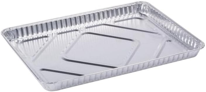 Bandeja para hornear de aluminio de 17.5 x 12.87 x 1.25 pulgadas bandejas desechables de papel de aluminio ideales para brownie, pasteles de café,