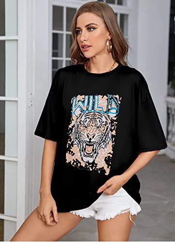 Image of LEOTUDE Oversized Cotton Blend Half Sleeve Unisex (Women /Men) T-Shirts